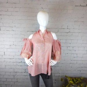 Laundry by Shelli Segal Striped Cold-shoulder Top In Red Size Small